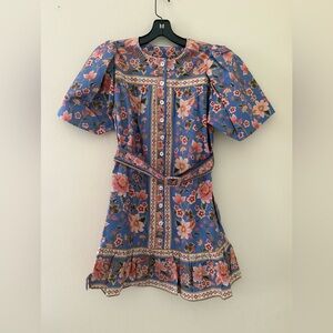 FARM Rio Floral Blue and Pink Mini Dress
